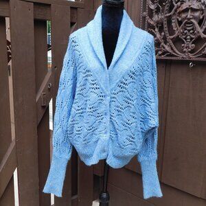 Free People Blue Open-Knit Cardigan